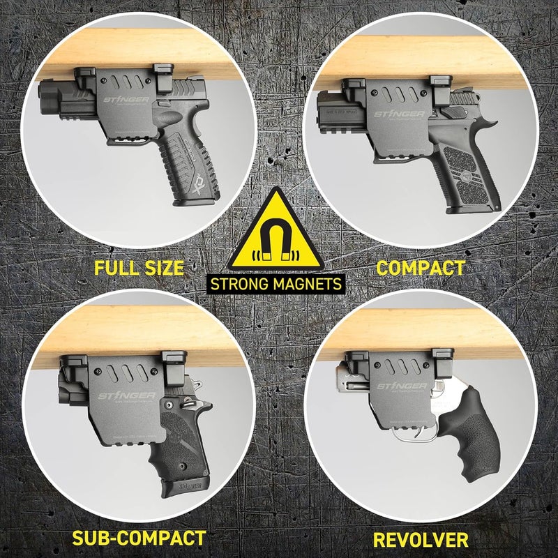 STINGER Trigger Safe Gun Magnet Mount for Handgun Firearm, car Holsters for Pistols, Gun Magnet, Car Gun Mount, Car Gun Holster, Magnetic Gun Mount, USA Utility Patent Pending - Image 4